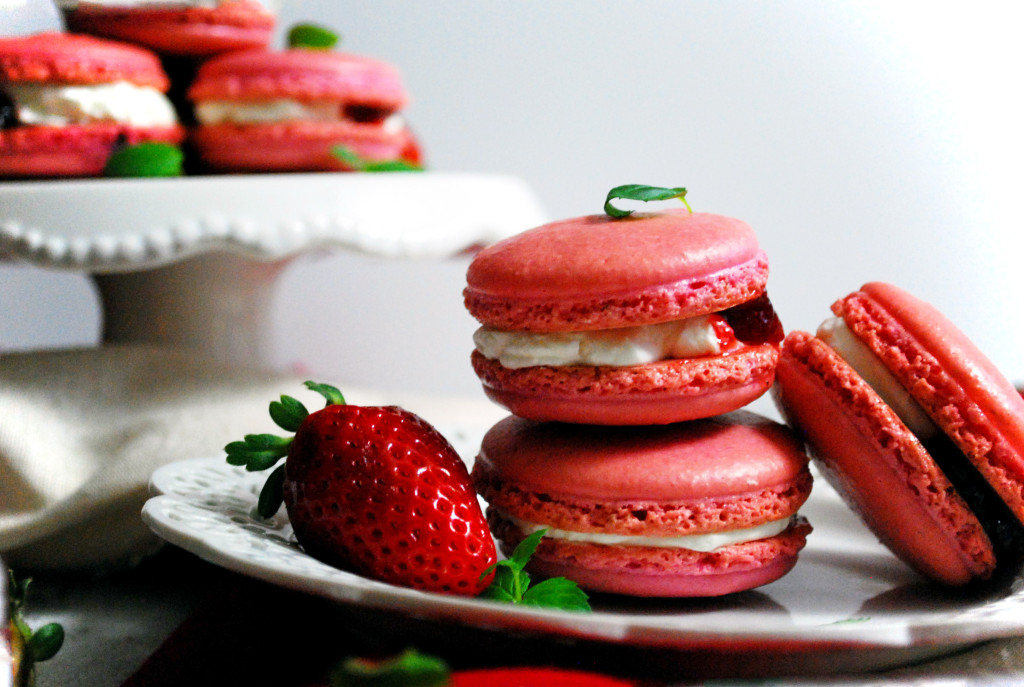 Strawberries and Cream French Macarons