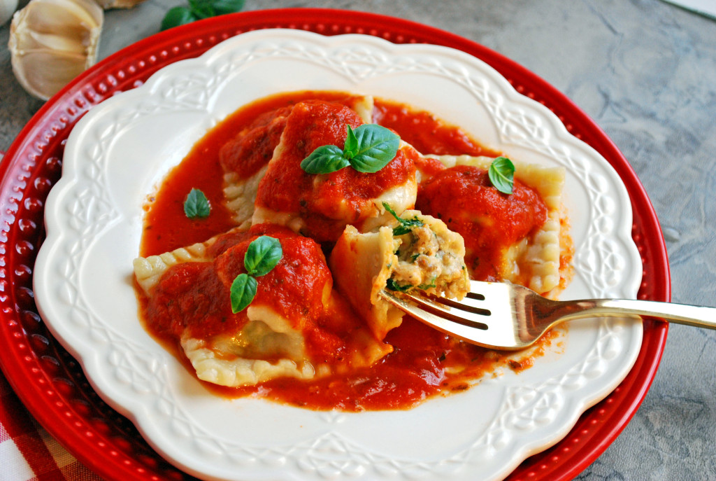 Spinach and Sausage Ravioli with Garlic Butter