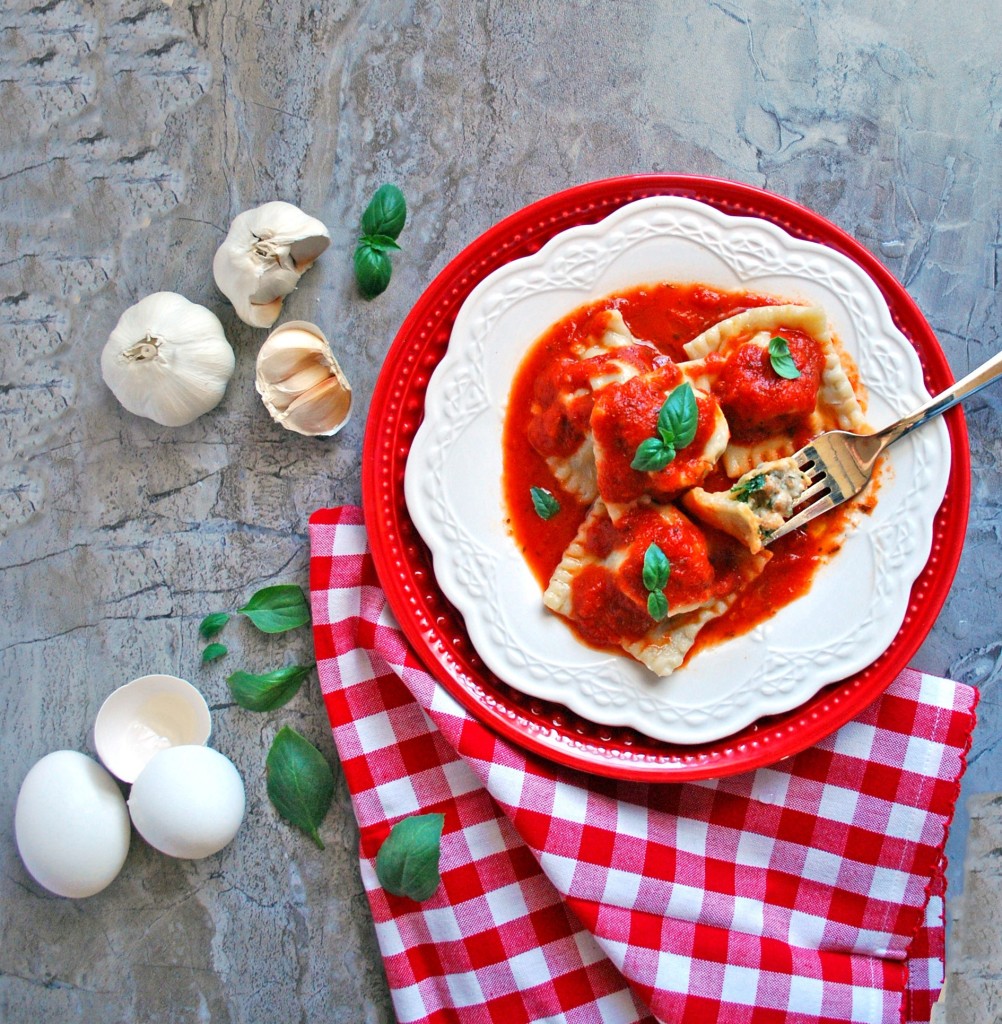 Spinach and Sausage Ravioli with Garlic Butter