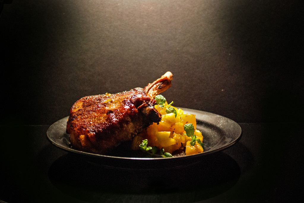 French Pork Chops with Mango Chutney and Garlic Mashed Potatoes