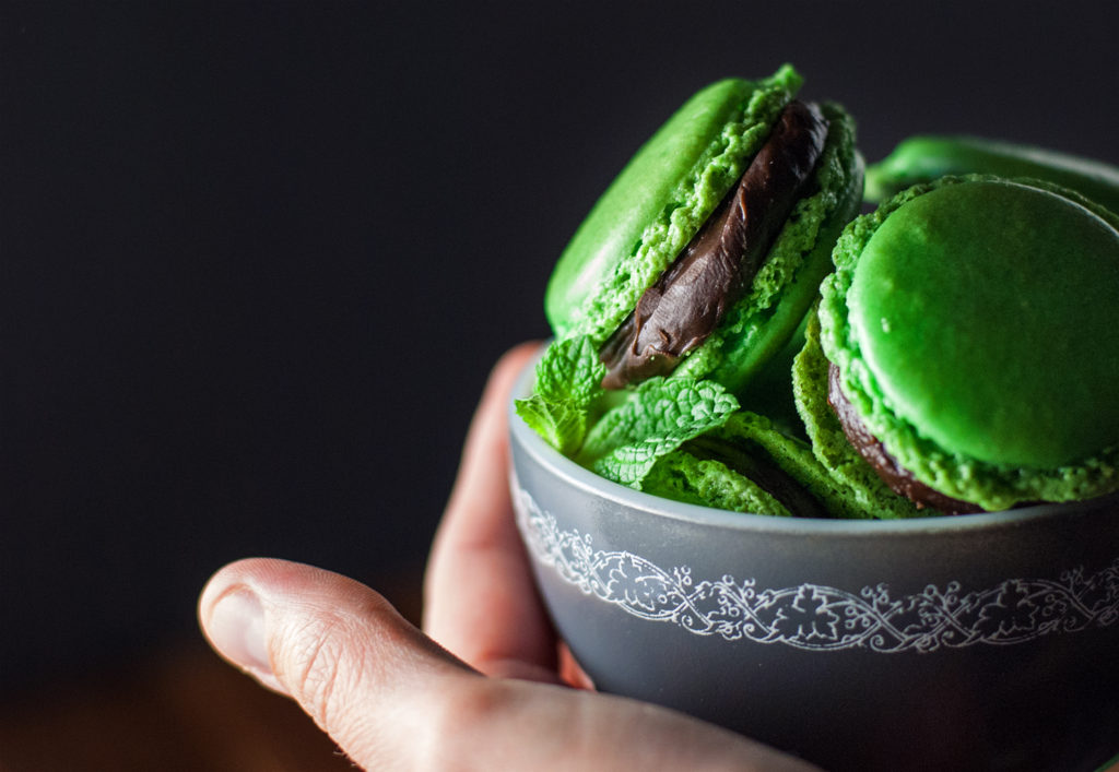 Mint Chocolate French Macarons