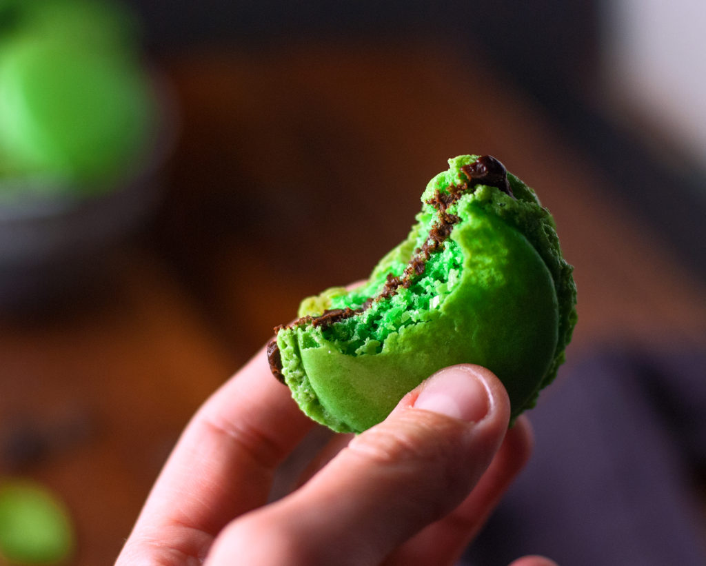 Mint Chocolate French Macarons