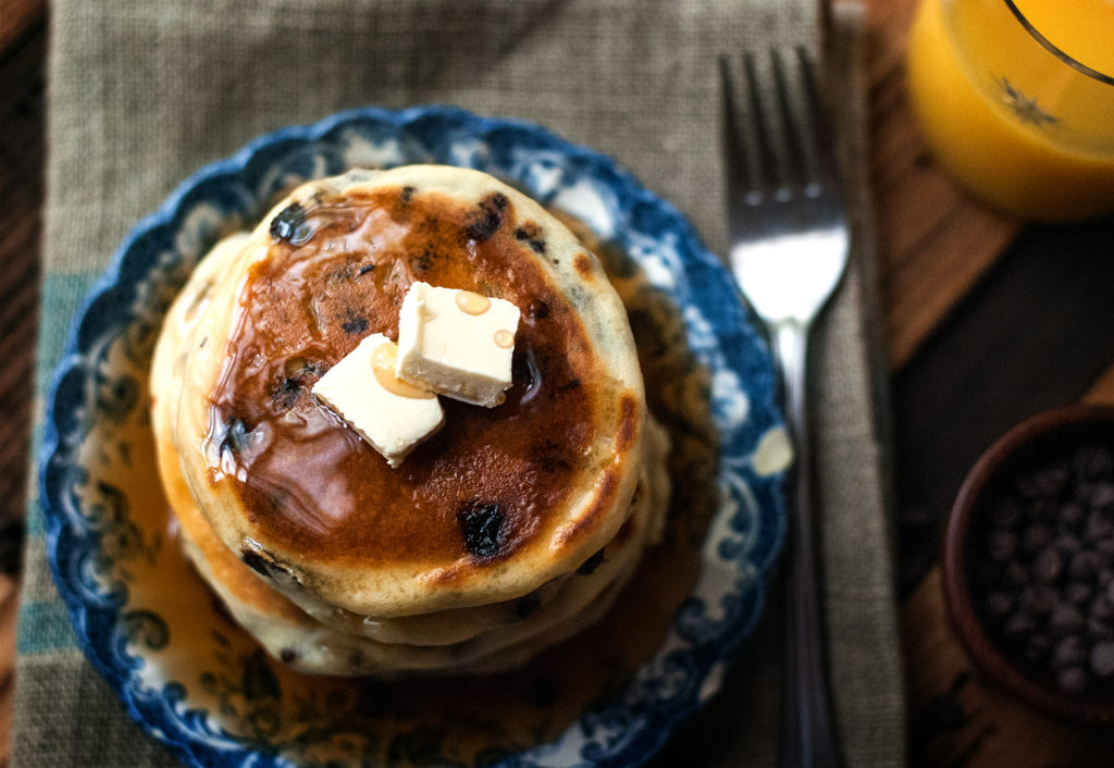 Fluffy Chocolate Chip Pancakes