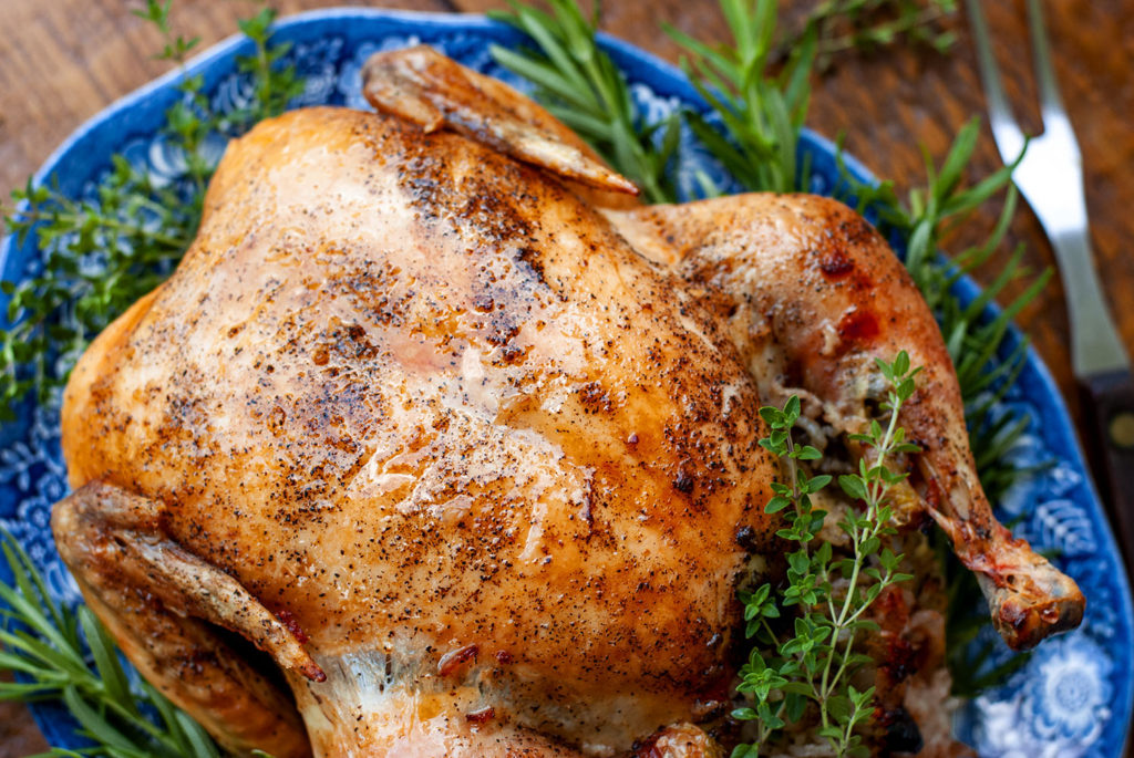 Roast Chicken with Cherry Walnut Stuffing