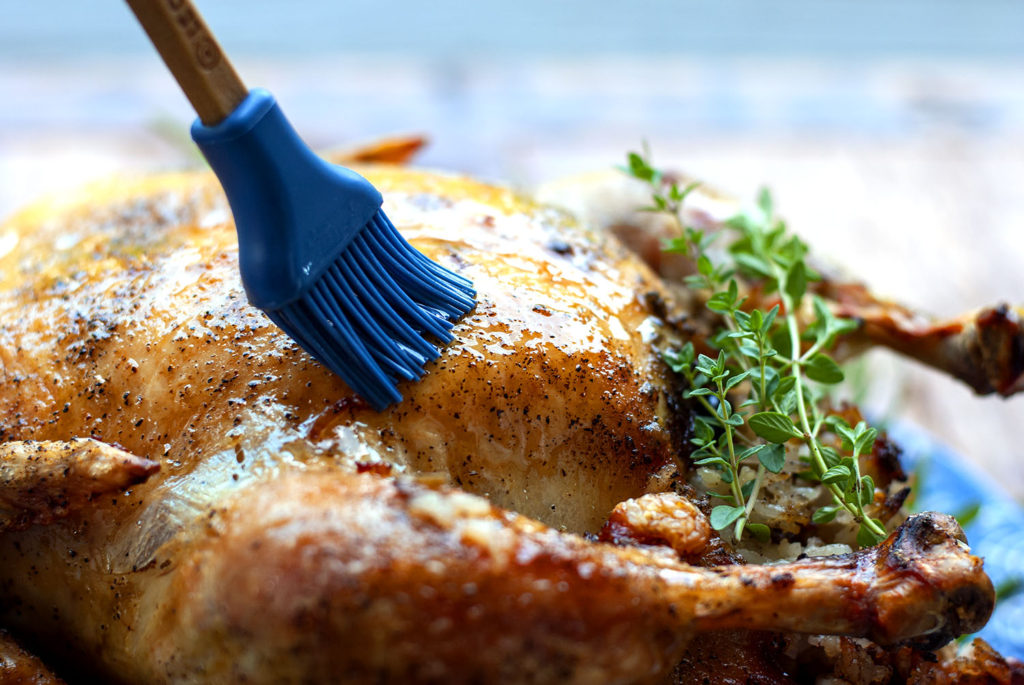 Roast Chicken with Cherry Walnut Stuffing