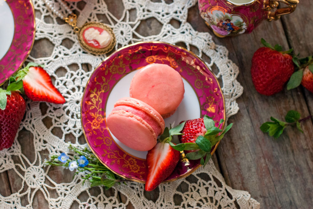 Strawberries and Cream French Macarons