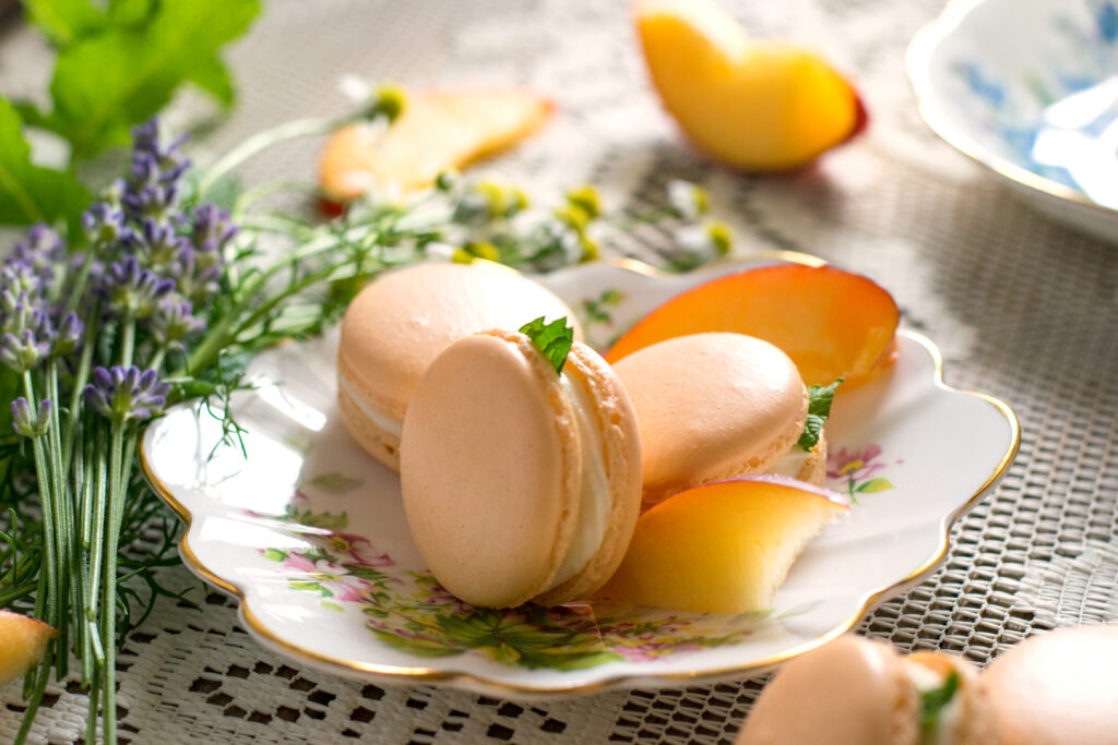 Peaches and Cream French Macarons