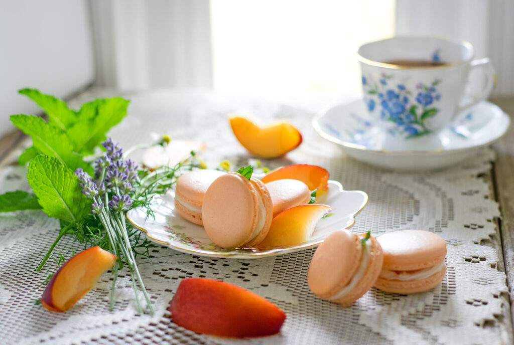 Peaches and Cream French Macarons