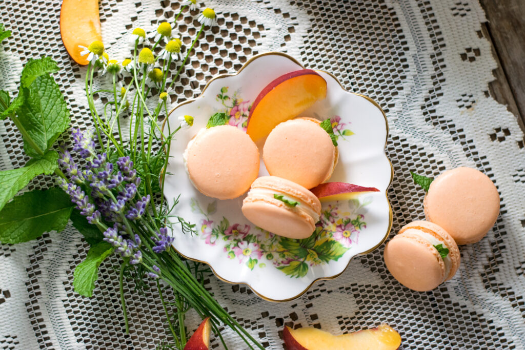 Peaches and Cream French Macarons