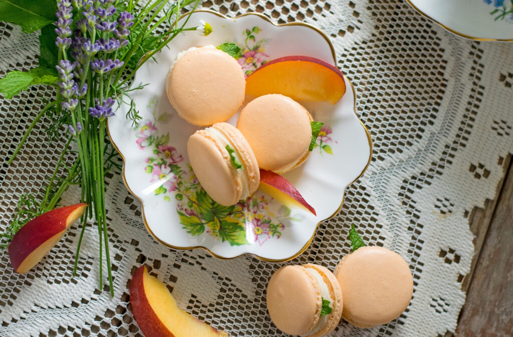 Peaches and Cream French Macarons