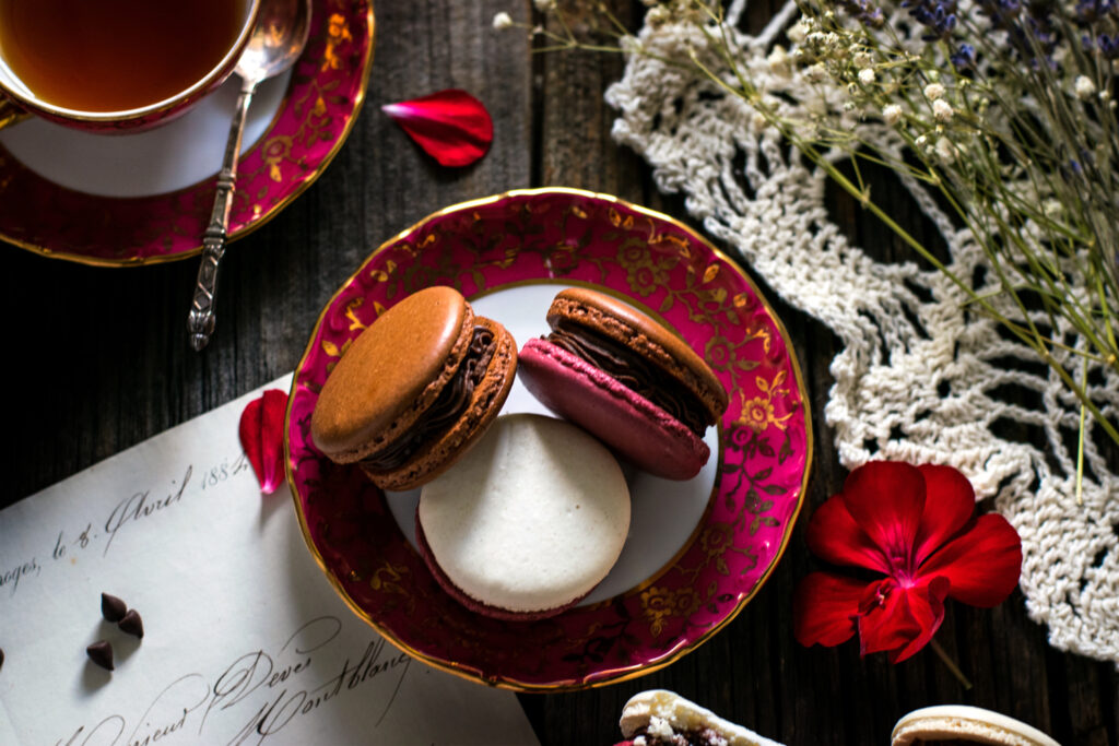 Dark Chocolate Cherry French Macarons