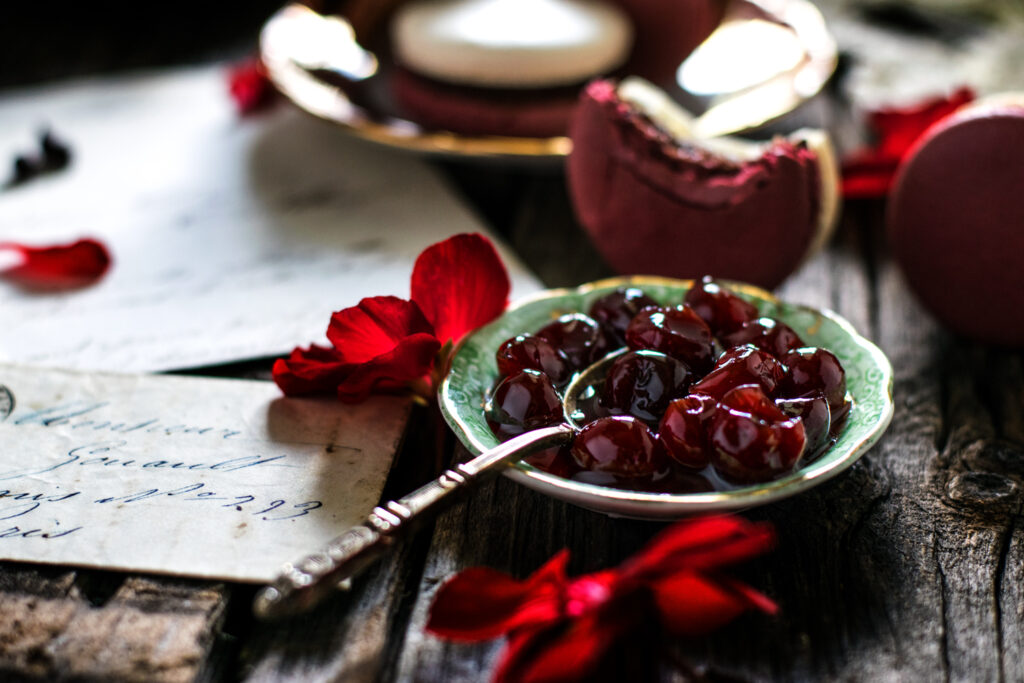 Dark Chocolate Cherry French Macarons