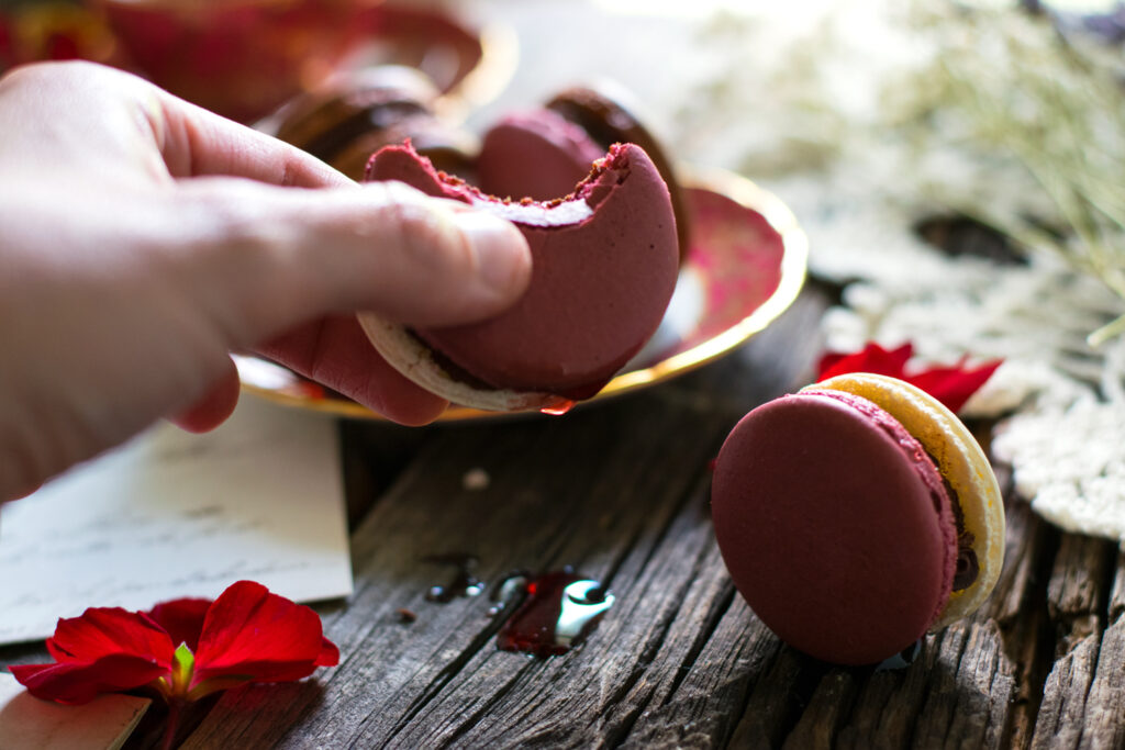 Dark Chocolate Cherry French Macarons