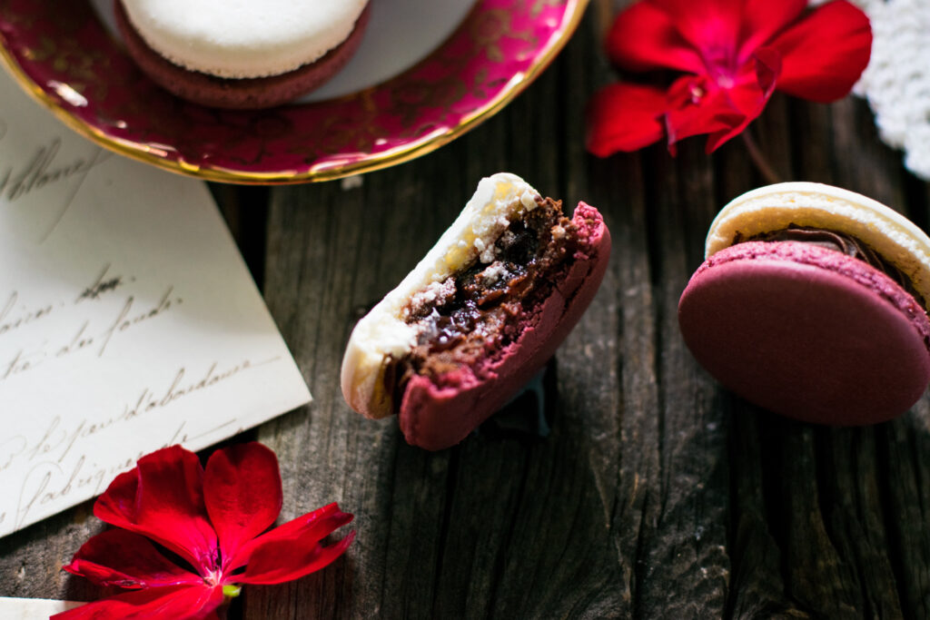 Dark Chocolate Cherry French Macarons